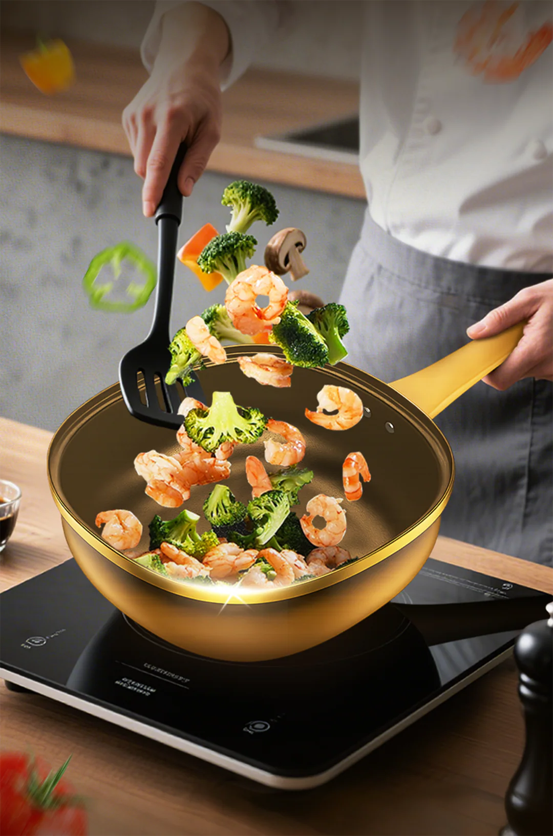 TitanChef Nova™ – Poêle Premium en Alliage de Titane 30 cm avec Couvercle